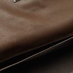 Pre Owned Hermes Chocolat Taurillon Clemence Leather Palladium Finish Kelly Retourne 40 Bag