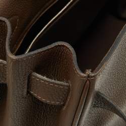 Pre Owned Hermes Chocolat Taurillon Clemence Leather Palladium Finish Kelly Retourne 40 Bag