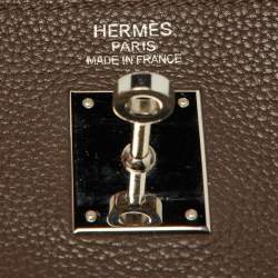 Pre Owned Hermes Chocolat Taurillon Clemence Leather Palladium Finish Kelly Retourne 40 Bag