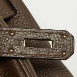 Pre Owned Hermes Chocolat Taurillon Clemence Leather Palladium Finish Kelly Retourne 40 Bag