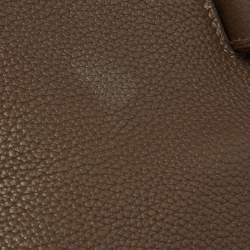 Pre Owned Hermes Chocolat Taurillon Clemence Leather Palladium Finish Kelly Retourne 40 Bag