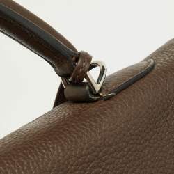 Pre Owned Hermes Chocolat Taurillon Clemence Leather Palladium Finish Kelly Retourne 40 Bag