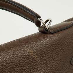 Pre Owned Hermes Chocolat Taurillon Clemence Leather Palladium Finish Kelly Retourne 40 Bag