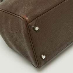 Pre Owned Hermes Chocolat Taurillon Clemence Leather Palladium Finish Kelly Retourne 40 Bag