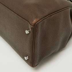 Pre Owned Hermes Chocolat Taurillon Clemence Leather Palladium Finish Kelly Retourne 40 Bag