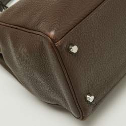 Pre Owned Hermes Chocolat Taurillon Clemence Leather Palladium Finish Kelly Retourne 40 Bag
