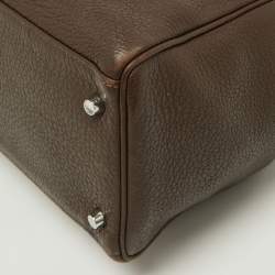 Pre Owned Hermes Chocolat Taurillon Clemence Leather Palladium Finish Kelly Retourne 40 Bag