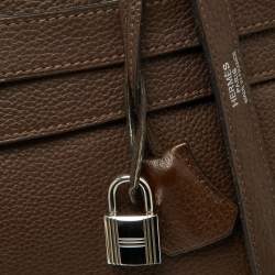 Pre Owned Hermes Chocolat Taurillon Clemence Leather Palladium Finish Kelly Retourne 40 Bag
