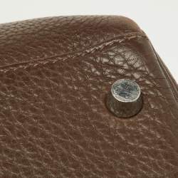 Pre Owned Hermes Chocolat Taurillon Clemence Leather Palladium Finish Kelly Retourne 40 Bag