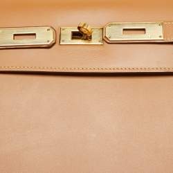 Pre Owned Hermes Naturel Vache Leather Gold Finish Kelly Sellier 35 Bag