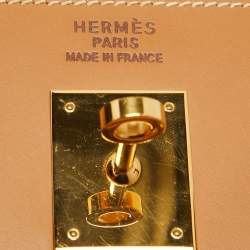 Pre Owned Hermes Naturel Vache Leather Gold Finish Kelly Sellier 35 Bag