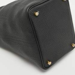 Pre Owned Hermes Noir Taurillon Clemence Leather Picotin Lock 18 Bag