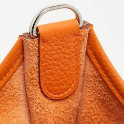 Hermes Orange Taurillon Clemence Leather Evelyne III PM Bag