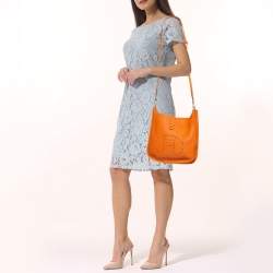 Hermes Orange Taurillon Clemence Leather Evelyne III PM Bag