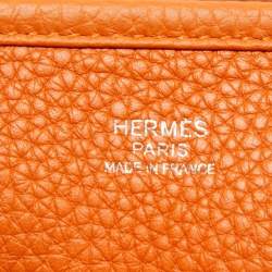 Hermes Orange Taurillon Clemence Leather Evelyne III PM Bag