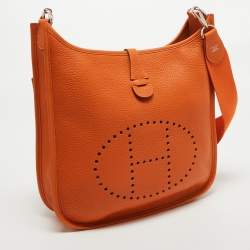 Hermes Orange Taurillon Clemence Leather Evelyne III PM Bag