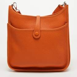 Hermes Orange Taurillon Clemence Leather Evelyne III PM Bag