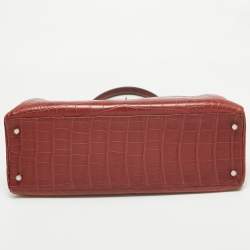 Pre Owned Hermes Rouge H Matte Alligator Mississippiensis Palladium Finish Kelly Retourne 40 Bag