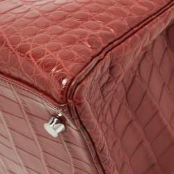Pre Owned Hermes Rouge H Matte Alligator Mississippiensis Palladium Finish Kelly Retourne 40 Bag