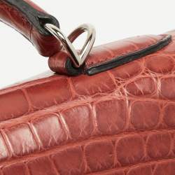 Pre Owned Hermes Rouge H Matte Alligator Mississippiensis Palladium Finish Kelly Retourne 40 Bag