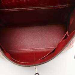 Pre Owned Hermes Rouge H Matte Alligator Mississippiensis Palladium Finish Kelly Retourne 40 Bag