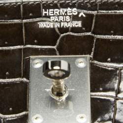 Hermes Graphite Crocodile Porosus Palladium Finish Birkin 35 Bag