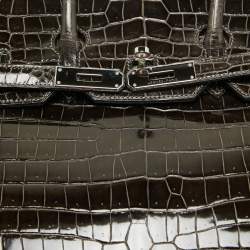 Hermes Graphite Crocodile Porosus Palladium Finish Birkin 35 Bag