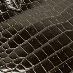 Hermes Graphite Crocodile Porosus Palladium Finish Birkin 35 Bag