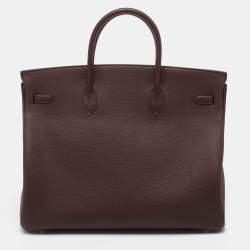 Pre Owned Hermes Bordeaux Togo Leather Palladium Finish Birkin 40 Bag
