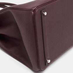 Pre Owned Hermes Bordeaux Togo Leather Palladium Finish Birkin 40 Bag