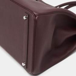 Pre Owned Hermes Bordeaux Togo Leather Palladium Finish Birkin 40 Bag
