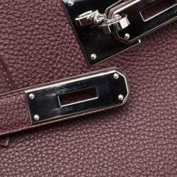 Pre Owned Hermes Bordeaux Togo Leather Palladium Finish Birkin 40 Bag
