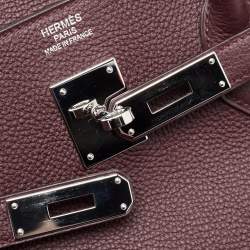Pre Owned Hermes Bordeaux Togo Leather Palladium Finish Birkin 40 Bag