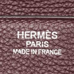 Pre Owned Hermes Bordeaux Togo Leather Palladium Finish Birkin 40 Bag