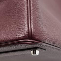 Pre Owned Hermes Bordeaux Togo Leather Palladium Finish Birkin 40 Bag