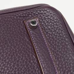 Hermes Raisin Taurillon Clemence Leather Palladium Finish Birkin 35 Bag