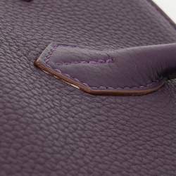 Hermes Raisin Taurillon Clemence Leather Palladium Finish Birkin 35 Bag