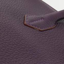Hermes Raisin Taurillon Clemence Leather Palladium Finish Birkin 35 Bag
