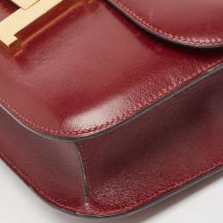 Pre Owned Hermes Rouge H Box Calf Leather Gold Finish Constance 24 Bag