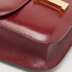 Pre Owned Hermes Rouge H Box Calf Leather Gold Finish Constance 24 Bag