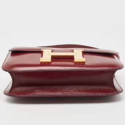 Pre Owned Hermes Rouge H Box Calf Leather Gold Finish Constance 24 Bag
