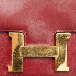 Pre Owned Hermes Rouge H Box Calf Leather Gold Finish Constance 24 Bag