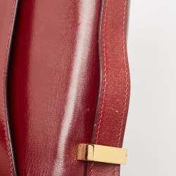Pre Owned Hermes Rouge H Box Calf Leather Gold Finish Constance 24 Bag