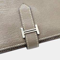 Hermes Etoupe Chevre Mysore Bearn Gusset Wallet 