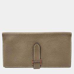 Hermes Etoupe Chevre Mysore Bearn Gusset Wallet 