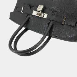 Pre Owned Hermes Black Taurillon Clemence Palladium Finish Birkin 30