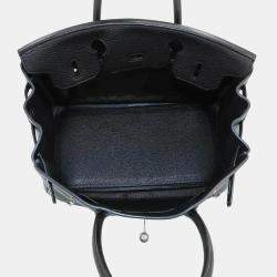 Pre Owned Hermes Black Taurillon Clemence Palladium Finish Birkin 30