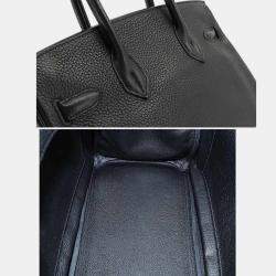 Pre Owned Hermes Black Taurillon Clemence Palladium Finish Birkin 30
