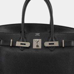 Pre Owned Hermes Black Taurillon Clemence Palladium Finish Birkin 30