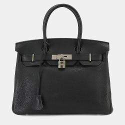 Pre Owned Hermes Black Taurillon Clemence Palladium Finish Birkin 30